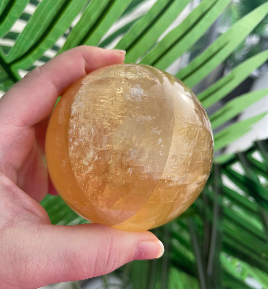 Large Yellow honey calcite Sphere